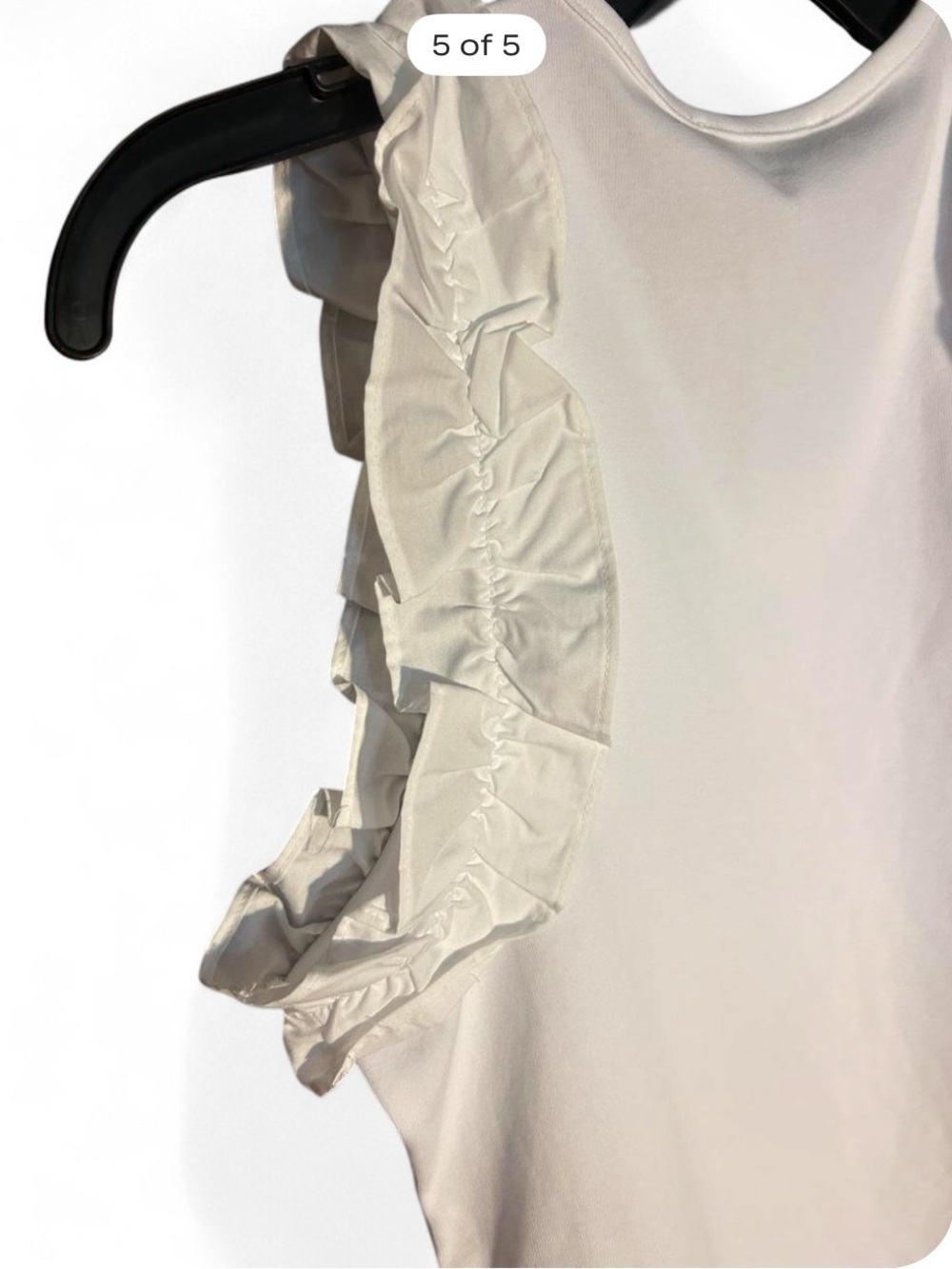 White Ruffle Sleeve Women's Top - Picture 4 of 4